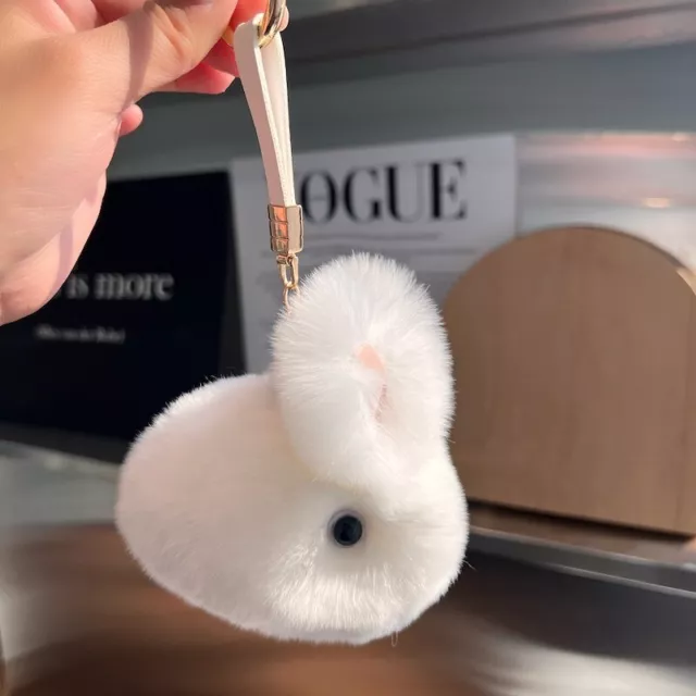 Cute Real Rabbit Fur Rabbit Bunny Doll Toy Keyring Car Bag Phone Pendant Gift