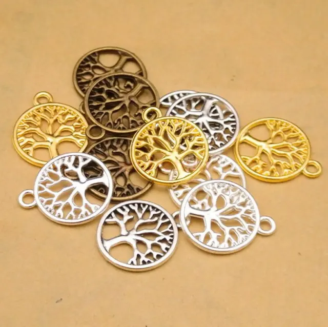 100X 20mm Tibetan 'Tree of Life Circle' Charms Pendants For DIY Jewelry Finding