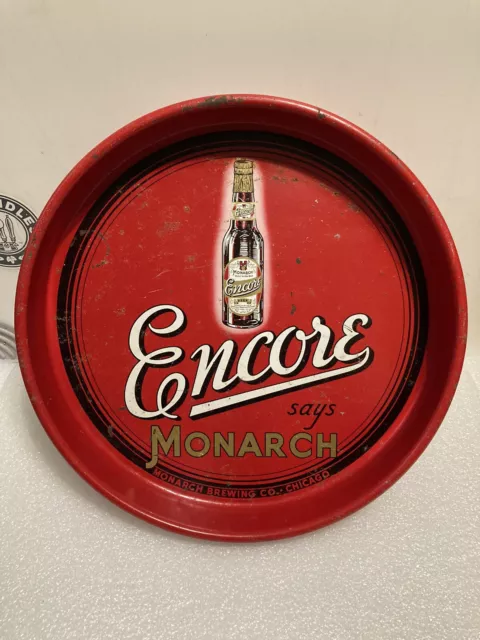 Monarch Brewing Encore Beer Tray. 13 Inch Metal Tray. Illinois