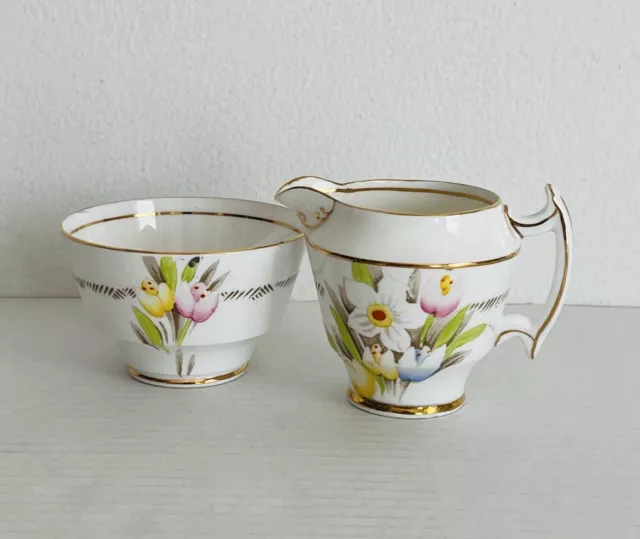 Thomas Forester & Sons Bouquet Cream & Sugar Bowl Set Bone China Phoenix Ware