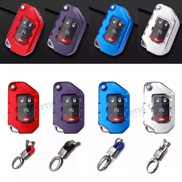 TPU Folding Car Remote Key Case Cover W/Keychain For Jeep Wrangler JT Gladiator