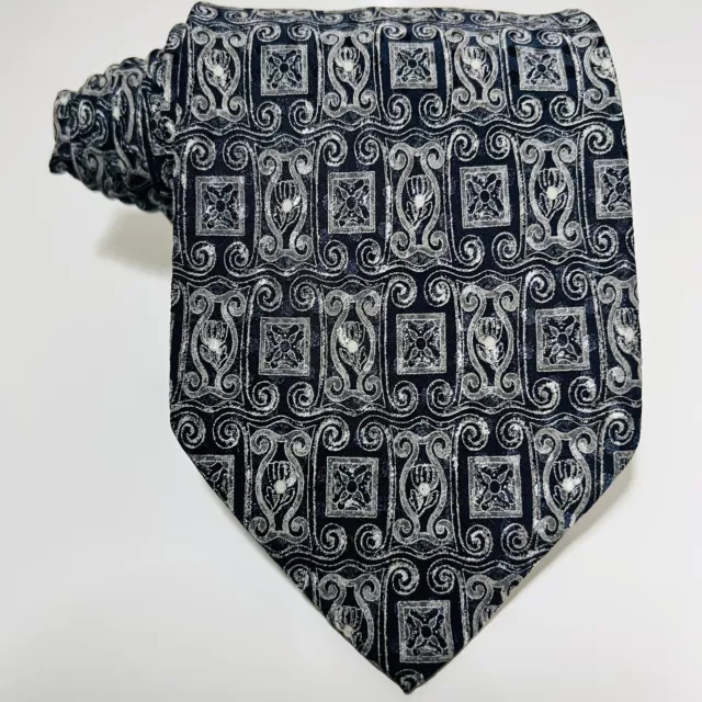 BRIONI Blue&Silver Silk Luxury Tie w Intricate Design 60x3.675”