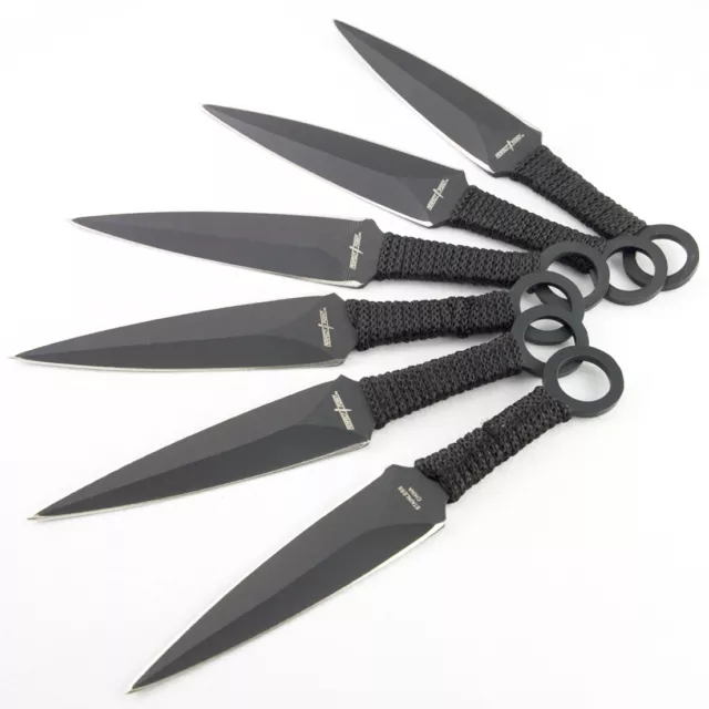 6 PC TACTICAL METAL THROWING KNIFE SET w/ SHEATH Combat Kunai Ninja Knives Case