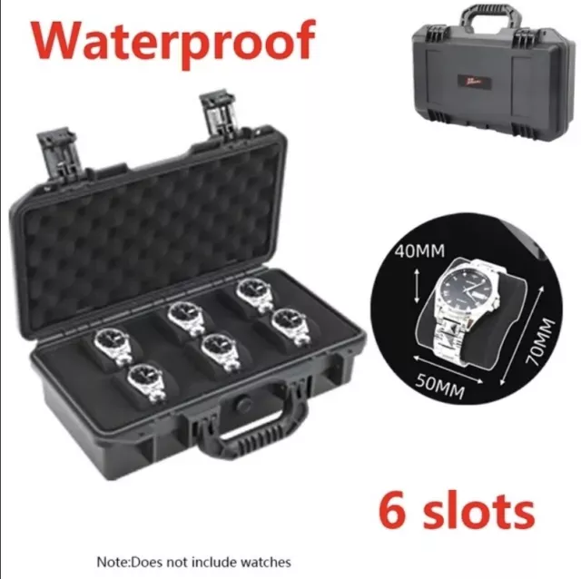 Six 6 Watch Storage Watch Case Shock Proof Water Proof Travel Protection Black
