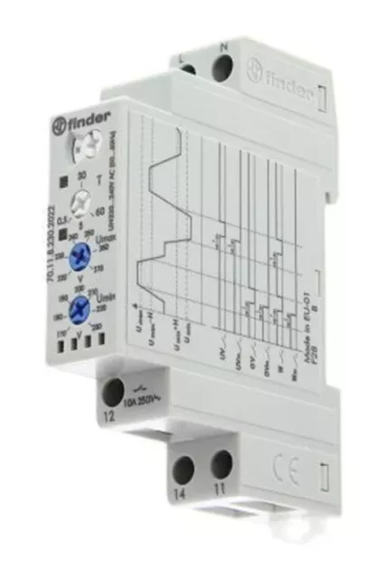 1 x Finder Voltage Monitoring Relay with SPDT Contacts, 1 Phase, 220 â?? 240 V