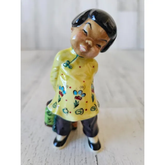 Gort yellow little carp vintage girl figurine priolo statue girl