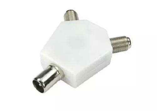 TV Aerial to 2x F Type Adapter - TV Aerial Male to F Connector Female