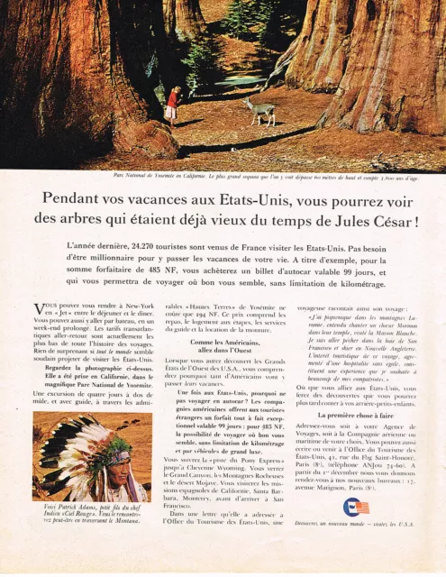 PUBLICITE  1962   OFFICE TOURISME USA  compagnie aérienne en JET PATRICKS ADAMS
