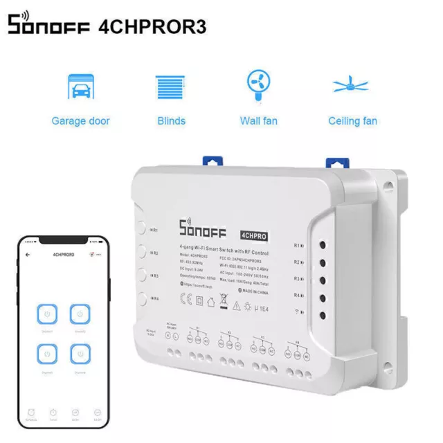 Sonoff 4CH PRO R3 4 Channel Din Rail Mounting Wireless Smart Home WiFi Switch