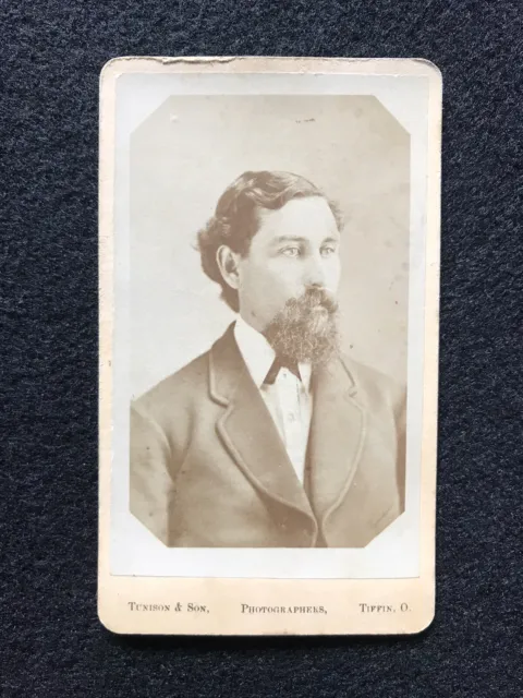 Antique Tiffin Ohio Identified Handsome Man Civil War Era Cdv Photo