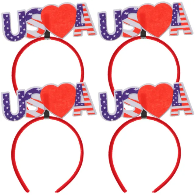 4 Pcs Independence Day Headband Plastic Election Decorations 4th July 3