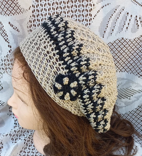 Béret Femme Au Crochet Beige Acrylique - Taille Unique (28 Cm), Fabriqué En France, Neuf
