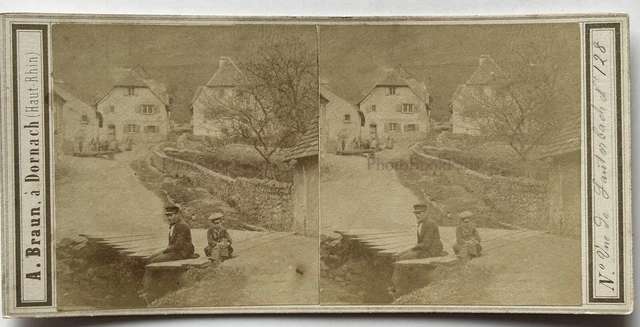 Deutschland Lauterbach c1865 Foto Adolphe Braun Stereo Albumin Vintage
