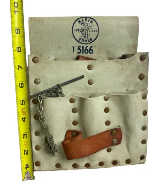 Klein Tools 5166 Leather Tool Belt Bag Carpenter Lineman Electrician.🔥