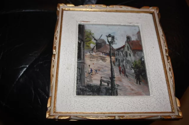 Petit Tableau peinture  sur panneau de bois  Paris Montmartre