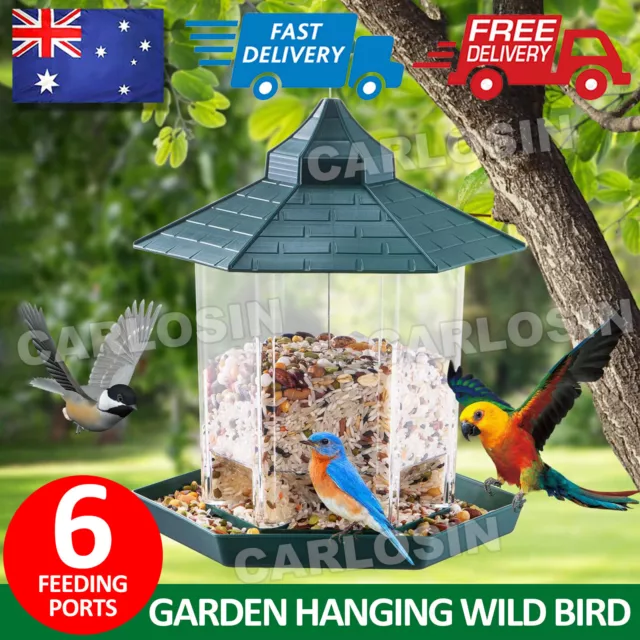 Garden Hanging Wild Bird Feeder Birds Gazebo Shape Container Waterproof Outdoor