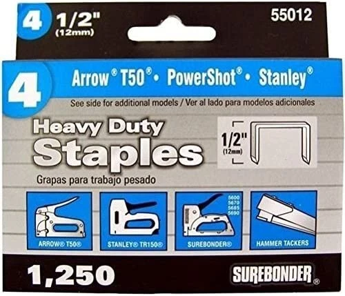 ChatAngle(TM) Surebonder 55012 Heavy Duty 1/2-Inch Length Staples Arrow T50...