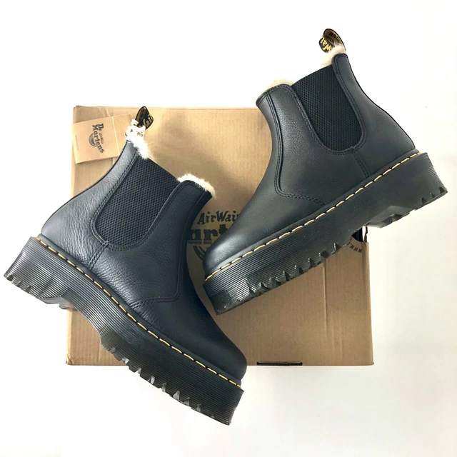 NIB Dr Martens 2976 Quad Fur Lined Chelsea Platform Ankle Boots Women’s 7 Shoes