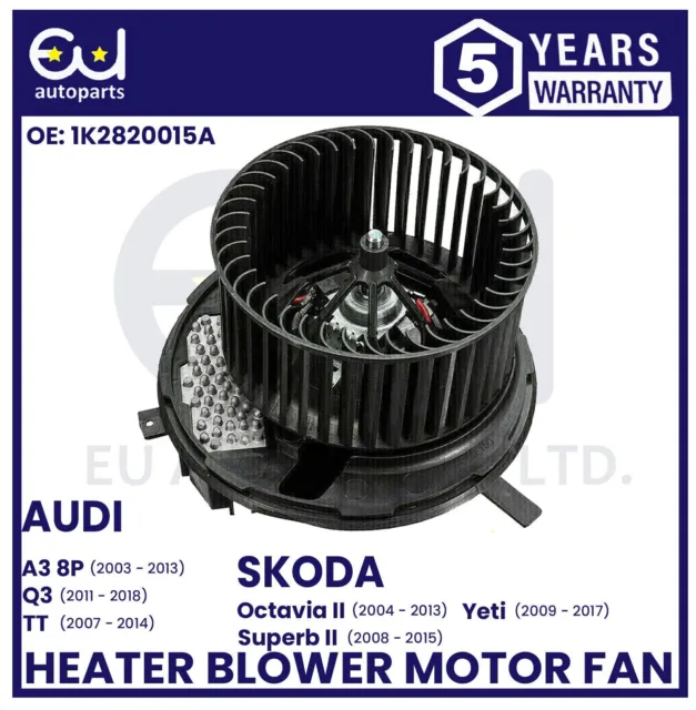 Heater Blower Motor Fan For Audi A3 8P Q3 Tt Mk2 Skoda Octavia Superb Mk2 Yeti 2