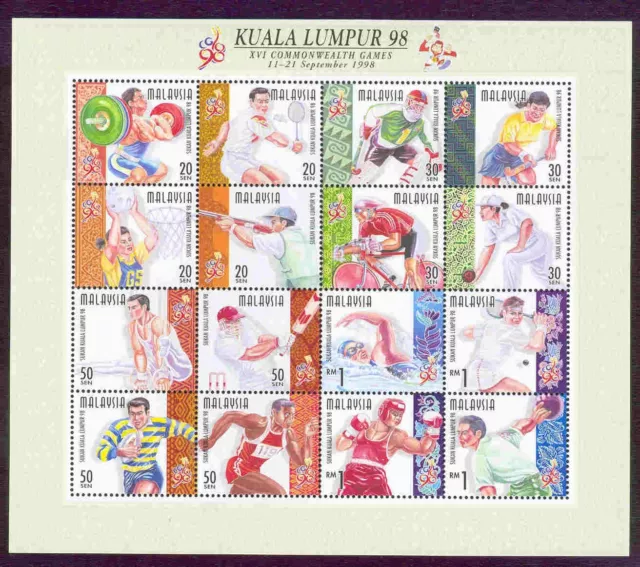 MALESIA Klbg.  699-714 Sport "Giochi del Commonwealth" Kuala Lumpur 1998 **/NUOVO DI ZECCA