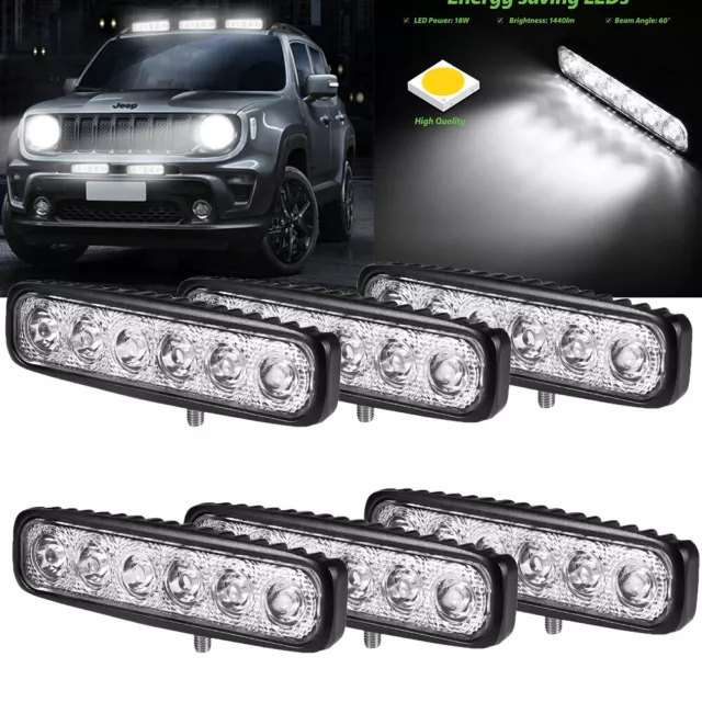 6X 18W LED Arbeitsscheinwerfer 12V 24V Light Bar Offroad Scheinwerfer Traktor