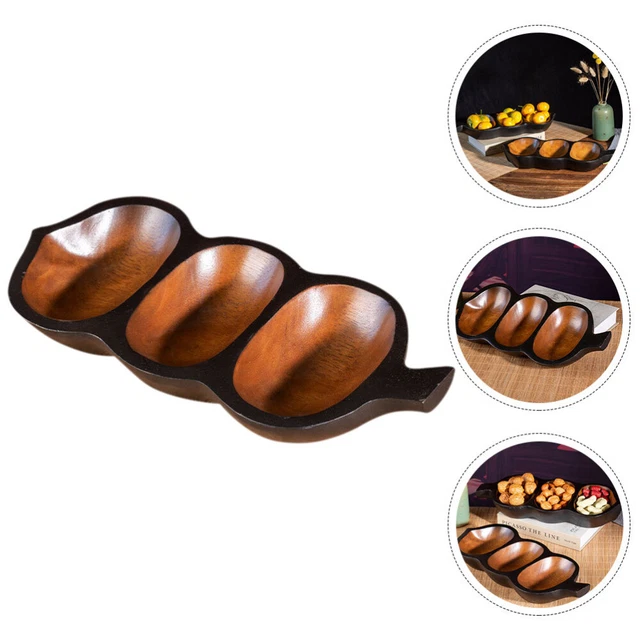Legni legno piatto da servizio diviso ciotole snack in legno scaffale snack casa