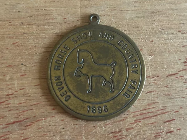 1896 Devon Horse Show Fob Country Fair Medal Pendant Vintage Antique First Year