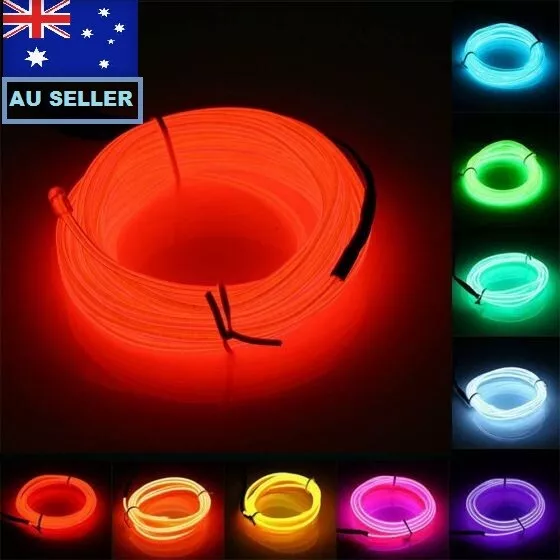 5M Wire Flexible Neon Glow Strip Lights For Glasses Rope Power Pack Dance Party