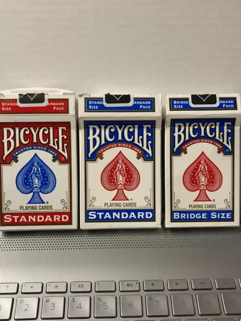 Bicycle Standard & BRIDGE Sized Playing Cards Decks, 3 Opened