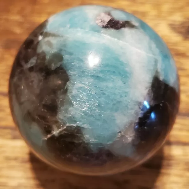 Amazonite Smoky Quartz and Purple Mica Sphere Ball Orb 49.5mm 168g