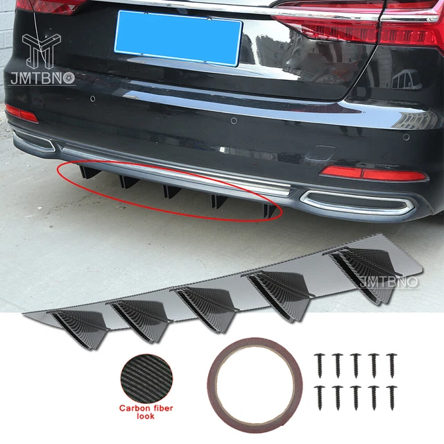 Universal Rear Diffuser Bumper 5 Fins Spoiler Lip Splitter Lip Carbon Fiber Look