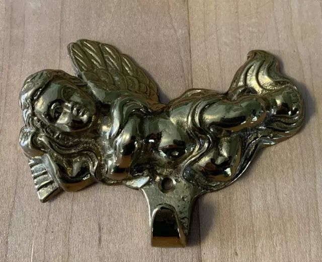Vintage The Bombay Company Brass Cherub Picture Hanger