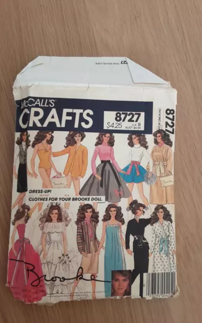 McCalls Vintage Dolls Clothes Pattern 8727 Barbie Sindy 29cm Brooke Shields uncu