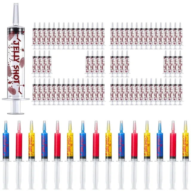 Jelly Shot Syringes with Cap for Halloween Party, 2 OZ Reusable Jelly Shot Sy...