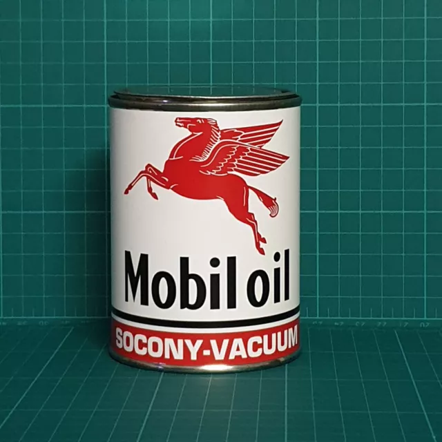 Vintage Replica Mobil Motor Oil Tin Can Reproduction Tin Cans Display Props
