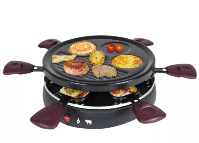 kalorik appareil à raclette 6 personnes 800w + grill + crêpière rac1008cs