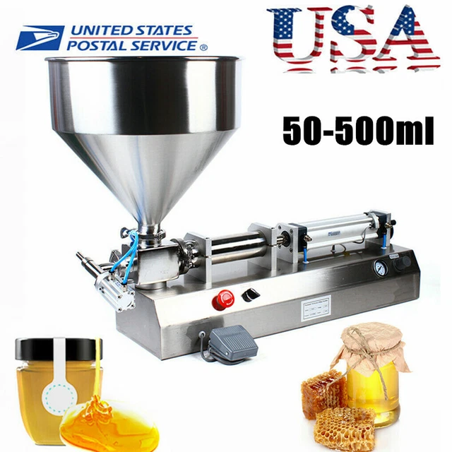 110V Pneumatic Liquid Filling Machine 50-500ml Water Bottle Liquid Filler
