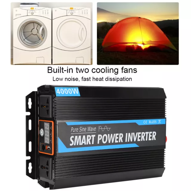 Pure Sine Wave Power Inverter 1500W 12V-220V Voltage Transformer Universal NEW 2