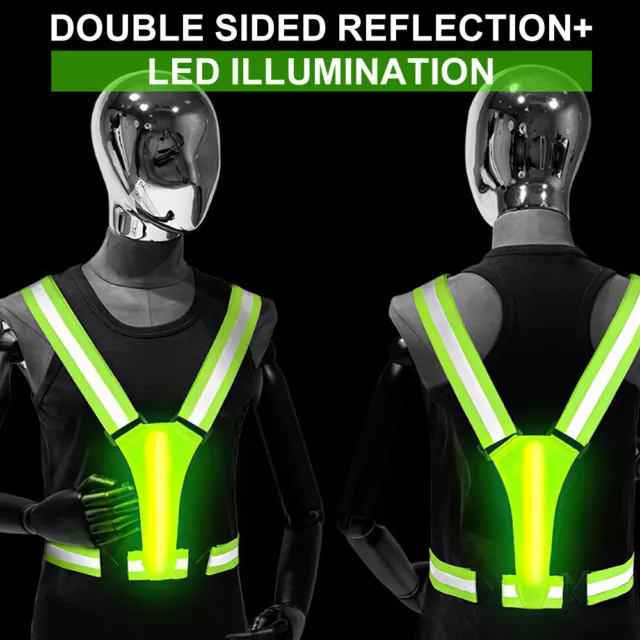 Outdoor Night Working LED Light Up Safety Reflective Vest Running Cycling Vest