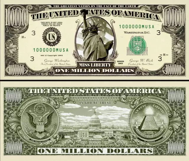 Statue de La Liberty Ticket Million Dollar USA! United States Capitoline Miss