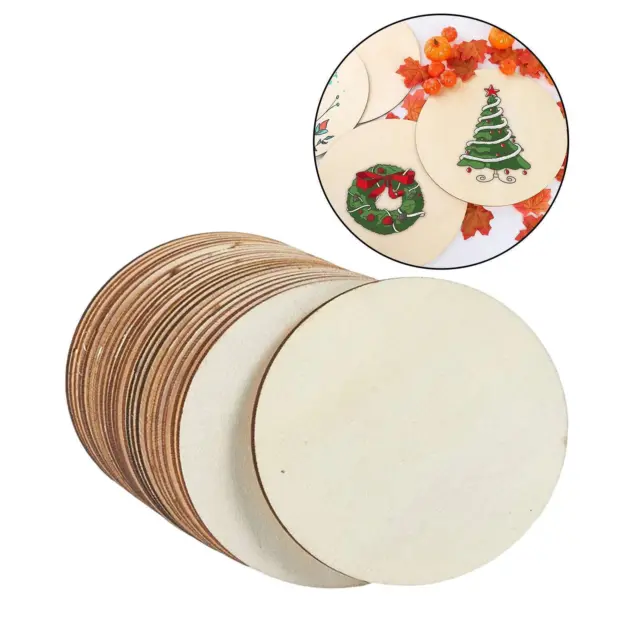 30PCS Unfinished Wood 4Inch Wooden Blank Slices Squares Circles for DIY Coasters