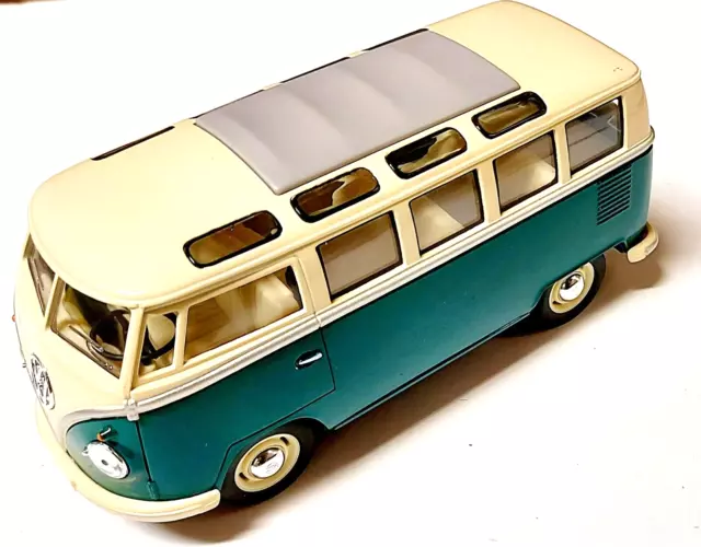 VW Bus Bulli T1 (Samba) 1:24 grün Modellauto ca. 17,5cm KINSMART Neuware!