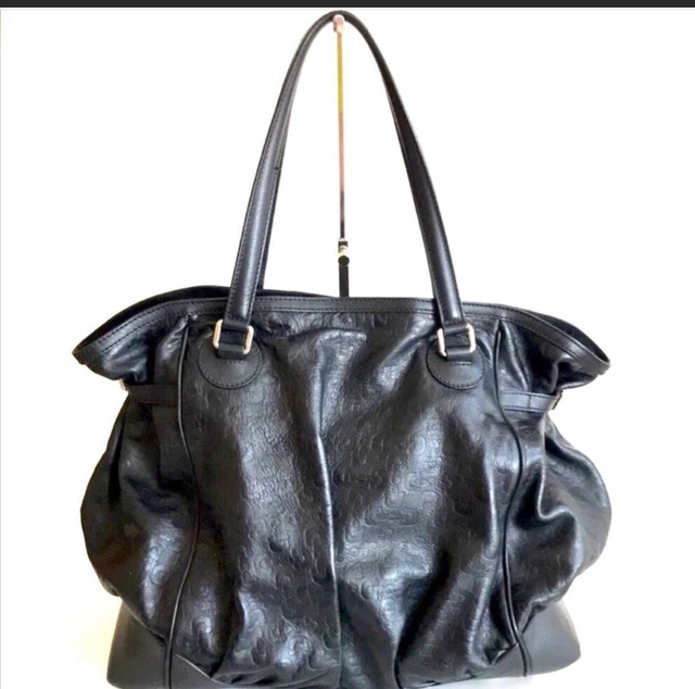 GUCCI Full Moon Horsebit Embossed Leather Shoulder Tote Bag black 100% Authentic GUCCI Full Moon Horsebit Embossed Leather Shoulder Tote Bag black 100% Authentic