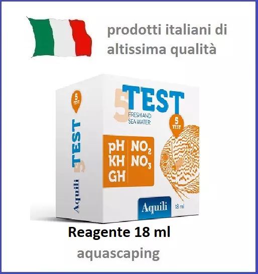 Test 5 in 1  – pH – GH – KH – NO2 – NO3 - reagenti da ml 18 controllo acquario