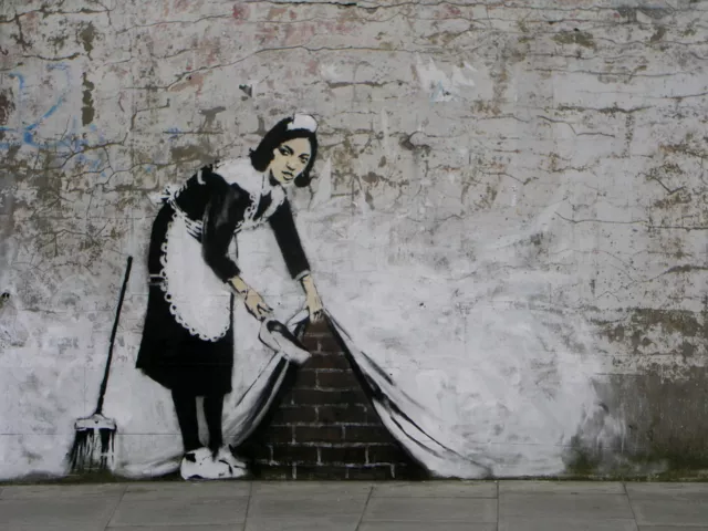 Banksy Maid With Style Canvas Picture Poster Print Wall Art Unframed #A50