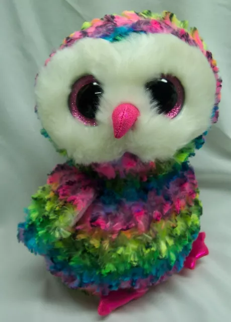 TY Beanie Boos OWEN COLORFUL OWL W/ BIG EYES 9" PLUSH STUFFED ANIMAL Toy