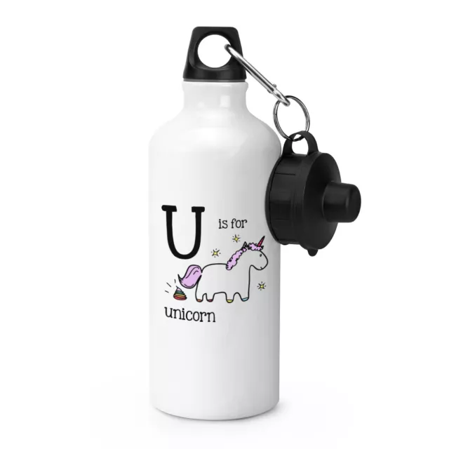 Carta U Es Para Unicornio SPORTS Botella Alfabeto Bebidas Acampada Flask