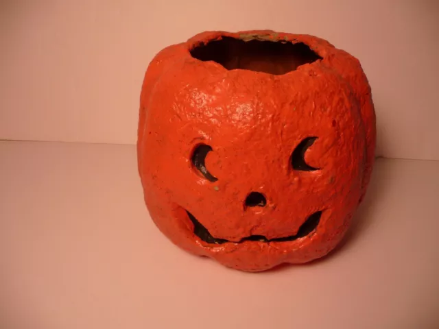 RARE Vintage Halloween Paper Mache Pumpkin Jack-O’-Lantern Candy Container