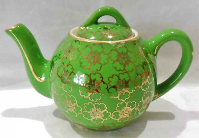 Hall Green & Gold French Flower Mini Teapot 2 Cup #052