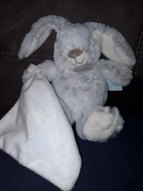 🐰🐰🐰 Doudou Mouchoir Lapin BABYNAT baby nat blanc gris beige Les flocons  Ttbe